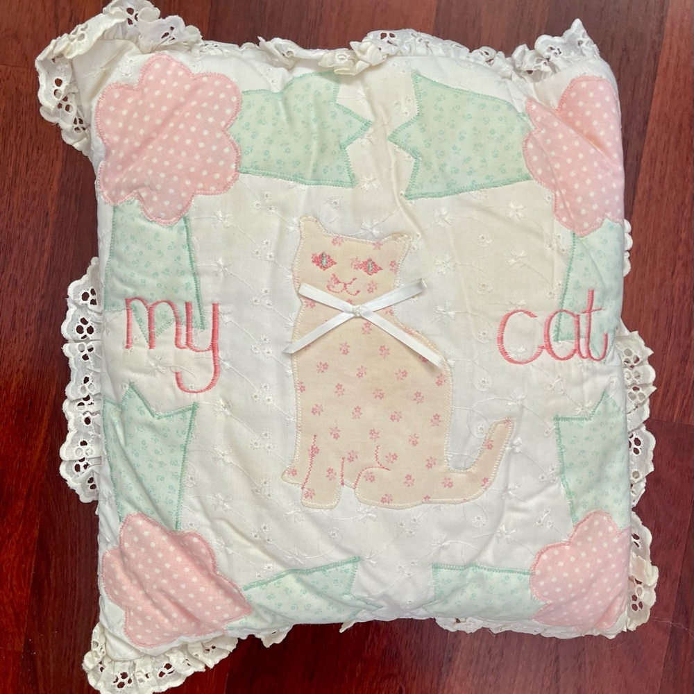 Patchwork Decorative Pastel Pilliow - Whimsical Cat